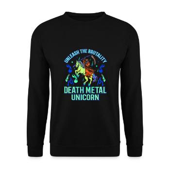 Goth Rock Satan Einhorn Festivals Death Metal - Unisex Pullover - Schwarz - Vorne - Alina (178cm) & Michal (187cm)