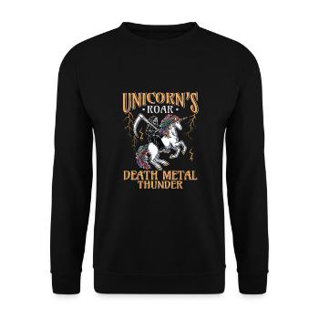 Goth Rock Satan Einhorn Festivals Death Metal - Unisex Pullover - Schwarz - Vorne - Alina (178cm) & Michal (187cm)