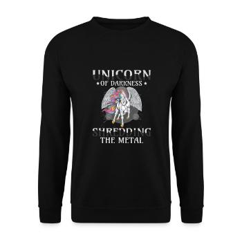 Goth Rock Satan Einhorn Festivals Death Metal - Unisex Pullover - Schwarz - Vorne - Alina (178cm) & Michal (187cm)