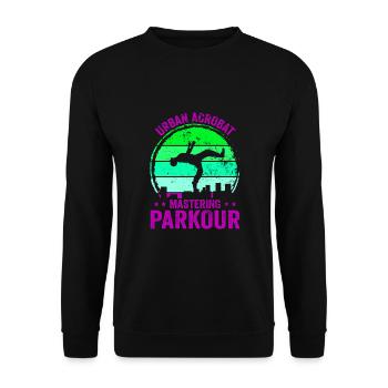 Parkour, Freerunning, Street Workout, Acrobatic - Unisex Pullover - Schwarz - Vorne - Alina (178cm) & Michal (187cm)