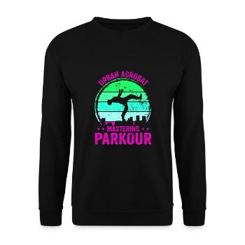 Parkour, Freerunning, Street Workout, Acrobatic - Unisex Pullover - Schwarz - Vorne - Alina (178cm) & Michal (187cm)