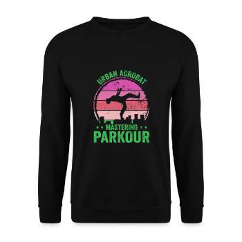 Parkour, Freerunning, Street Workout, Acrobatic - Unisex Pullover - Schwarz - Vorne - Alina (178cm) & Michal (187cm)