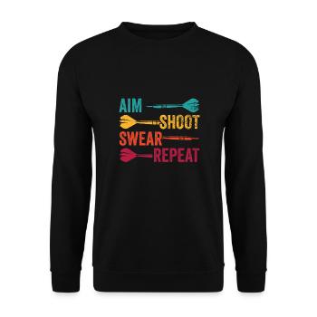 Darts Sport Verein, Dartscheibe, Pfeil Sport Dart - Unisex Pullover - Schwarz - Vorne - Alina (178cm) & Michal (187cm)