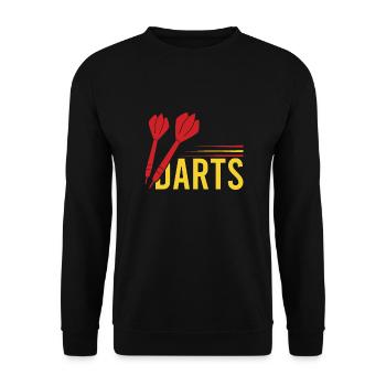 Darts Sport Verein, Dartscheibe, Pfeil Sport Dart - Unisex Pullover - Schwarz - Vorne - Alina (178cm) & Michal (187cm)