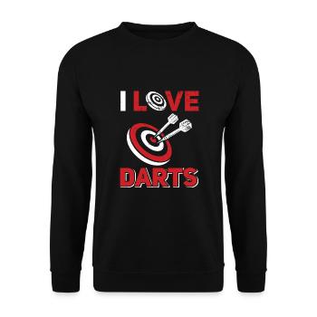 Darts Sport Verein, Dartscheibe, Pfeil Sport Dart - Unisex Pullover - Schwarz - Vorne - Alina (178cm) & Michal (187cm)