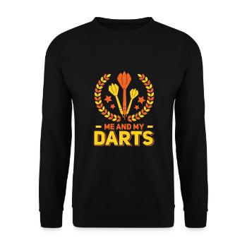 Darts Sport Verein, Dartscheibe, Pfeil Sport Dart - Unisex Pullover - Schwarz - Vorne - Alina (178cm) & Michal (187cm)