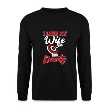 Darts Sport Verein, Dartscheibe, Pfeil Sport Dart - Unisex Pullover - Schwarz - Vorne - Alina (178cm) & Michal (187cm)