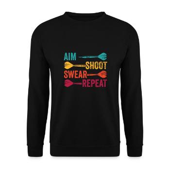 Darts Sport Verein, Dartscheibe, Pfeil Sport Dart - Unisex Pullover - Schwarz - Vorne - Alina (178cm) & Michal (187cm)
