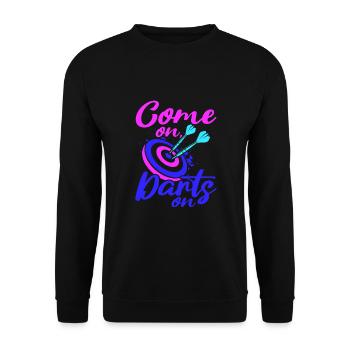 Darts Sport Verein, Dartscheibe, Pfeil Sport Dart - Unisex Pullover - Schwarz - Vorne - Alina (178cm) & Michal (187cm)