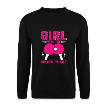 Ping Pong Spielerin Girl Frauen Damen Outfit! - Unisex Pullover - Schwarz - Vorne - Alina (178cm) & Michal (187cm)