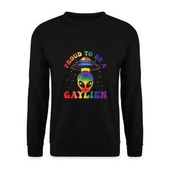 Gender Lesben, Schwule, Trans, Queer Regenbogen - Unisex Pullover - Schwarz - Vorne - Alina (178cm) & Michal (187cm)