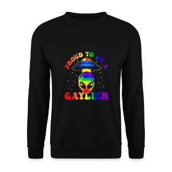 Gender Lesben, Schwule, Trans, Queer Regenbogen - Unisex Pullover - Schwarz - Vorne - Alina (178cm) & Michal (187cm)
