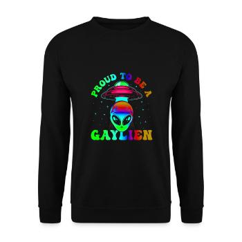 Gender Lesben, Schwule, Trans, Queer Regenbogen - Unisex Pullover - Schwarz - Vorne - Alina (178cm) & Michal (187cm)