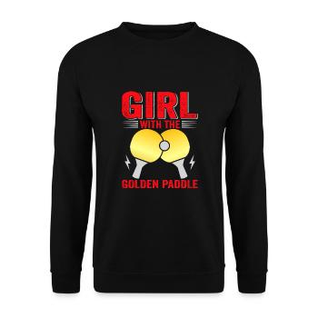 Tenue de Joueur Fille Femmes Dames! Ping-pong - Sweat-shirt Unisexe - noir - Devant - Alina (178cm) & Michal (187cm)