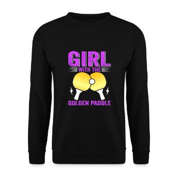 Tenue de Joueur Fille Femmes Dames! Ping-pong - Sweat-shirt Unisexe - noir - Devant - Alina (178cm) & Michal (187cm)
