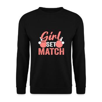 Tenue de Joueur Fille Femmes Dames! Ping-pong - Sweat-shirt Unisexe - noir - Devant - Alina (178cm) & Michal (187cm)