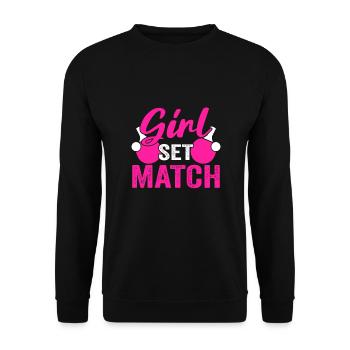 Tenue de Joueur Fille Femmes Dames! Ping-pong - Sweat-shirt Unisexe - noir - Devant - Alina (178cm) & Michal (187cm)