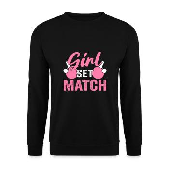 Tenue de Joueur Fille Femmes Dames! Ping-pong - Sweat-shirt Unisexe - noir - Devant - Alina (178cm) & Michal (187cm)