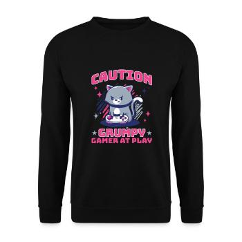 Jeux, Jeux d’argent, Jeux vidéo, Gamer - Sweat-shirt Unisexe - noir - Devant - Alina (178cm) & Michal (187cm)