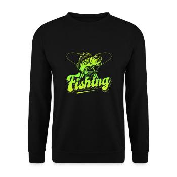 Fishing, Angler, Fisherman Fishing and Pike Fishing - Unisex Sweatshirt - black - Front - Alina (178cm) & Michal (187cm)