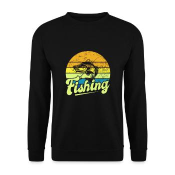 Fishing, Angler, Fisherman Fishing and Pike Fishing - Unisex Sweatshirt - black - Front - Alina (178cm) & Michal (187cm)