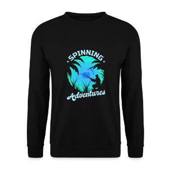 Fishing, Angler, Fisherman Fishing and Pike Fishing - Unisex Sweatshirt - black - Front - Alina (178cm) & Michal (187cm)