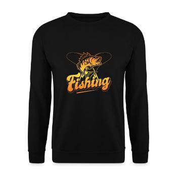 Fishing, Angler, Fisherman Fishing and Pike Fishing - Unisex Sweatshirt - black - Front - Alina (178cm) & Michal (187cm)