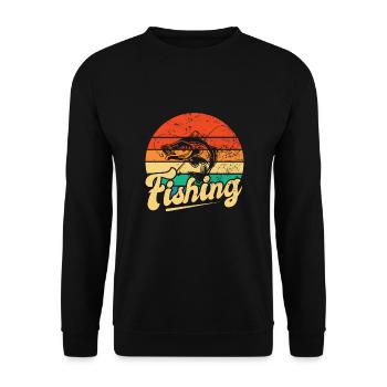 Fishing, Angler, Fisherman Fishing and Pike Fishing - Unisex Sweatshirt - black - Front - Alina (178cm) & Michal (187cm)