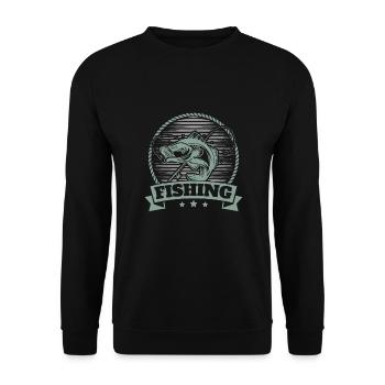 Fishing, Angler, Fisherman Fishing and Pike Fishing - Unisex Sweatshirt - black - Front - Alina (178cm) & Michal (187cm)