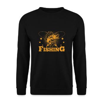 Fishing, Angler, Fisherman Fishing and Pike Fishing - Unisex Sweatshirt - black - Front - Alina (178cm) & Michal (187cm)