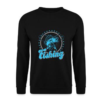 Angel, Angler, Fischer Fischen und Hecht Angeln - Unisex Pullover - Schwarz - Vorne - Alina (178cm) & Michal (187cm)