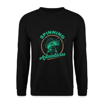 Fishing, Angler, Fisherman Fishing and Pike Fishing - Unisex Sweatshirt - black - Front - Alina (178cm) & Michal (187cm)