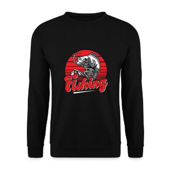 Fishing, Angler, Fisherman Fishing and Pike Fishing - Unisex Sweatshirt - black - Front - Alina (178cm) & Michal (187cm)