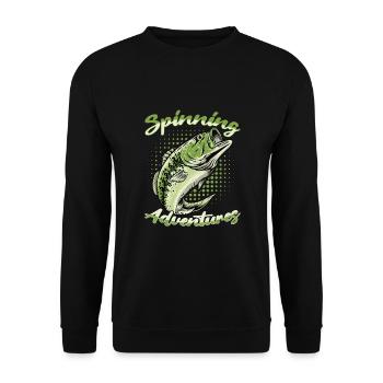 Fishing, Angler, Fisherman Fishing and Pike Fishing - Unisex Sweatshirt - black - Front - Alina (178cm) & Michal (187cm)