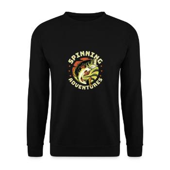 Fishing, Angler, Fisherman Fishing and Pike Fishing - Unisex Sweatshirt - black - Front - Alina (178cm) & Michal (187cm)