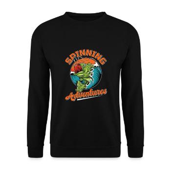 Fishing, Angler, Fisherman Fishing and Pike Fishing - Unisex Sweatshirt - black - Front - Alina (178cm) & Michal (187cm)