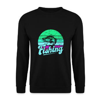 Fishing, Angler, Fisherman Fishing and Pike Fishing - Unisex Sweatshirt - black - Front - Alina (178cm) & Michal (187cm)