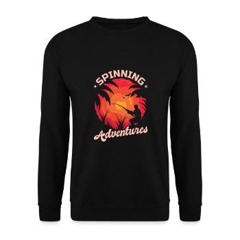 Angel, Angler, Fischer Fischen und Hecht Angeln - Unisex Pullover - Schwarz - Vorne - Alina (178cm) & Michal (187cm)