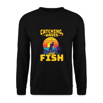 Fishing, Angler, Fisherman Fishing and Pike Fishing - Unisex Sweatshirt - black - Front - Alina (178cm) & Michal (187cm)