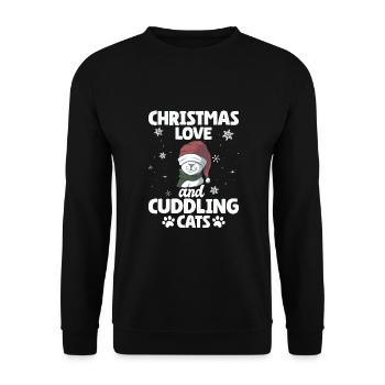 Chat, Câlin, Amour Animal, Noël, Amour Chats, - Sweat-shirt Unisexe - noir - Devant - Alina (178cm) & Michal (187cm)