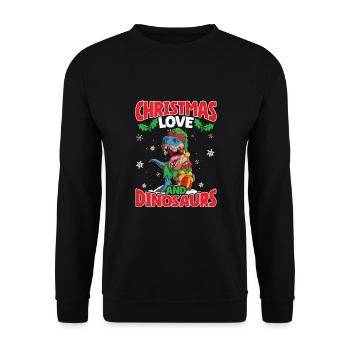 Dino Boy Enfants Noël Amour Dinosaure - Sweat-shirt Unisexe - noir - Devant - Alina (178cm) & Michal (187cm)