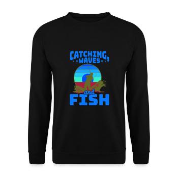 Fishing, Angler, Fisherman Fishing and Pike Fishing - Unisex Sweatshirt - black - Front - Alina (178cm) & Michal (187cm)