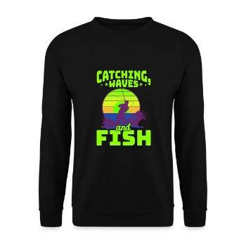 Fishing, Angler, Fisherman Fishing and Pike Fishing - Unisex Sweatshirt - black - Front - Alina (178cm) & Michal (187cm)