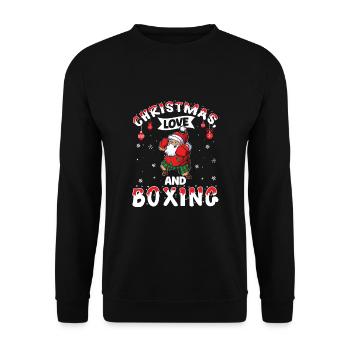 Christmas Love Boxing Boxer Weihnachtsgeschenk - Unisex Pullover - Schwarz - Vorne - Alina (178cm) & Michal (187cm)