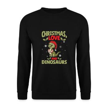 Dino Boy Enfants Noël Amour Dinosaure - Sweat-shirt Unisexe - noir - Devant - Alina (178cm) & Michal (187cm)