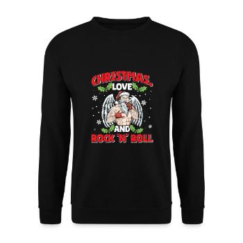 Heavy Hard Metal Weihnachten, Liebe Rock 'n' Roll - Unisex Pullover - Schwarz - Vorne - Alina (178cm) & Michal (187cm)