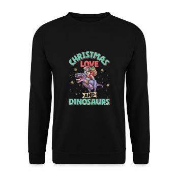Dino Boy Enfants Noël Amour Dinosaure - Sweat-shirt Unisexe - noir - Devant - Alina (178cm) & Michal (187cm)