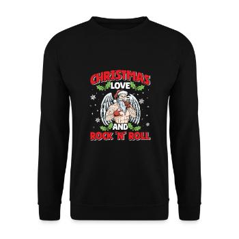 Heavy Hard Metal Weihnachten, Liebe Rock 'n' Roll - Unisex Pullover - Schwarz - Vorne - Alina (178cm) & Michal (187cm)