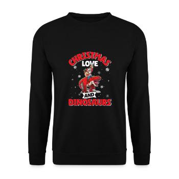 Dino Boy Enfants Noël Amour Dinosaure - Sweat-shirt Unisexe - noir - Devant - Alina (178cm) & Michal (187cm)