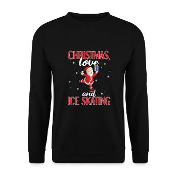 Eislaufen Eiskunstlauf Santa Weihnachten Liebe - Unisex Pullover - Schwarz - Vorne - Alina (178cm) & Michal (187cm)